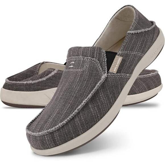 〽️Men\'s Brown Slip On Canvas Loafers Arch Support Orthopedic Walking Shoes main image 5